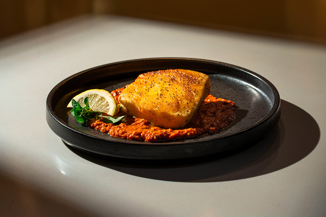 Pan Seared Sea Bass with Romesco Sauce 